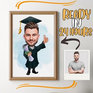 Custom Graduation Cartoon Portrait: Personalized Caricature Gift (Digital)