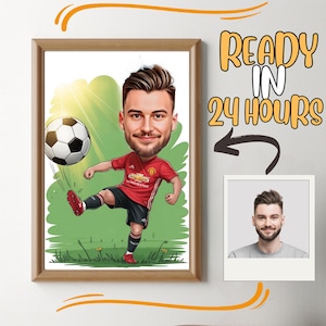 Personalized Soccer Player Cartoon Portrait: Custom Caricature Gift (Digital Download)