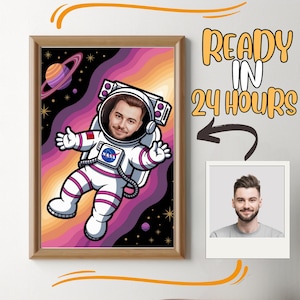 Retrato de astronauta personalizado, retrato de astronauta, regalo de astronauta, caricatura de astronauta, caricatura de foto