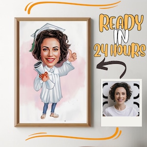 Custom Graduation Cartoon Portrait: Personalized Caricature Gift (Digital)