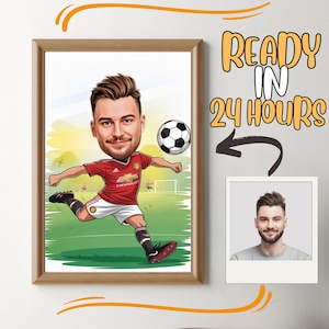 Personalized Soccer Player Cartoon Portrait: Custom Caricature Gift (Digital Download)