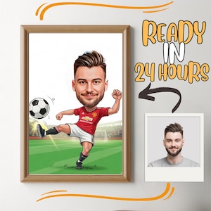 Personalized Soccer Player Cartoon Portrait: Custom Caricature Gift (Digital Download)
