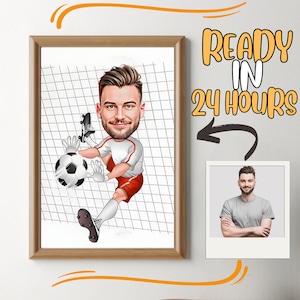 Ritratto caricaturale personalizzato di un calciatore: arte digitale personalizzata (download digitale)