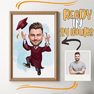 Custom Graduation Cartoon Portrait: Personalized Caricature Gift (Digital File)