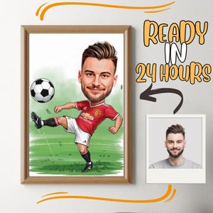 Personalized Soccer Player Cartoon Portrait: Custom Caricature Gift (Digital Download)