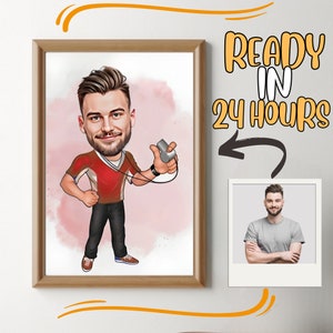 Benutzerdefiniertes Trainer-Cartoon-Portrait, Trainer-Portrait, Trainer-Geschenk, Trainer-Cartoon, Trainer-Karikatur, Karikatur vom Foto, Fußball-Trainer-Cartoon