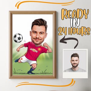 Personalized Soccer Player Cartoon Portrait: Custom Caricature Gift (Digital Download)
