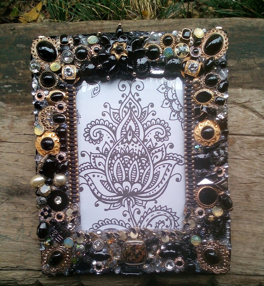 Vintage Jewelry Picture Frame Black and Gold Jewelry Frame Etsy