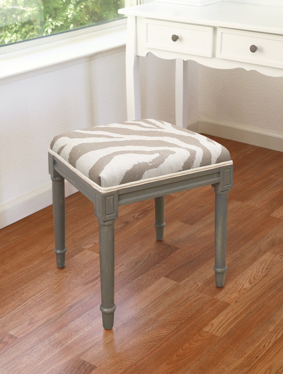 Upholstered Wooden Accent Stool Etsy