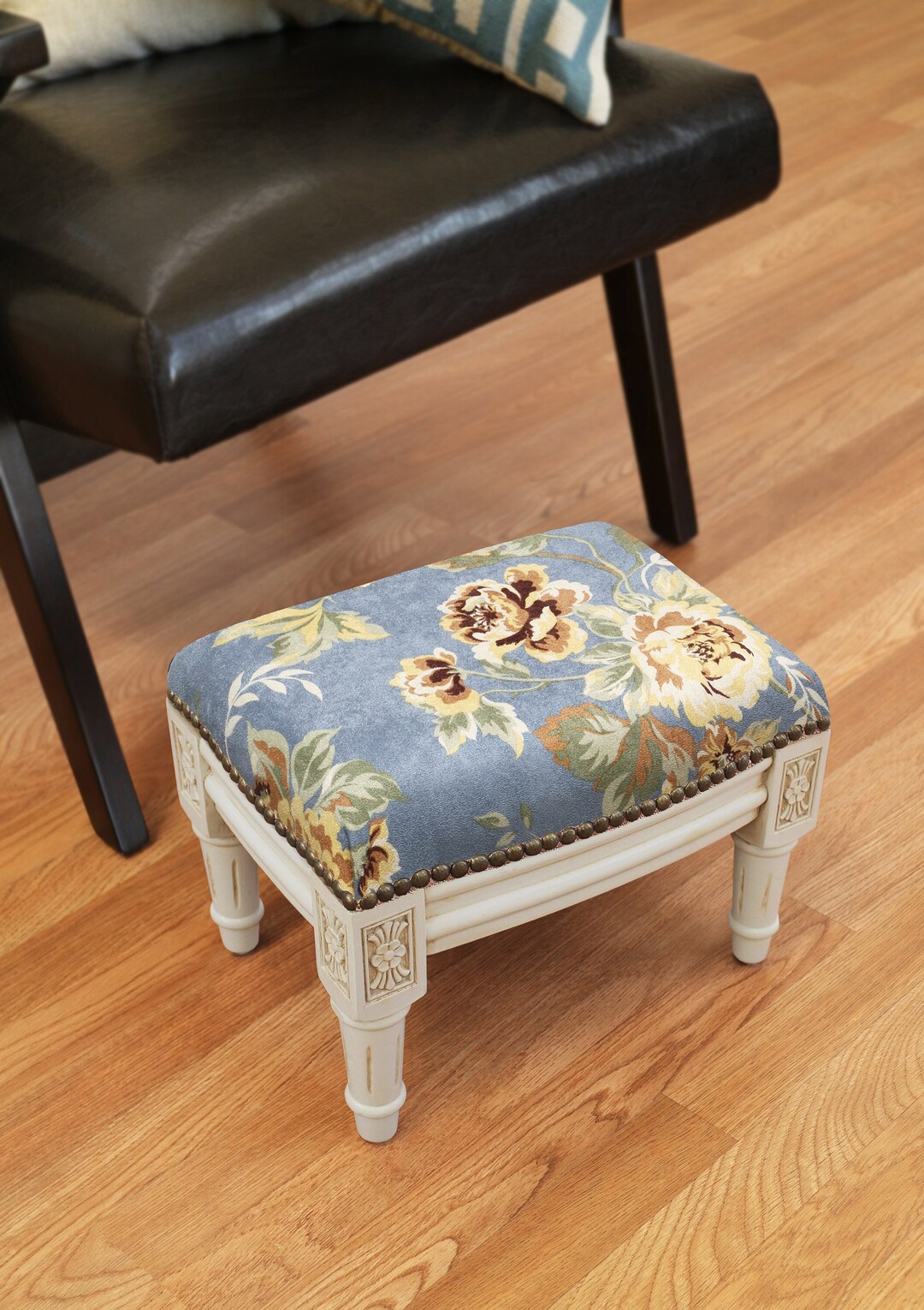 Floral Upholstered Footstool - Etsy