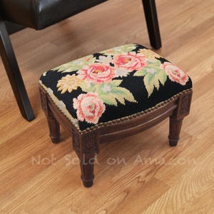 Needlepoint Upholstered Footstool
