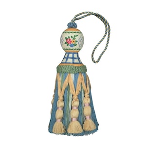 Hand Painted Tassel with flowers and Plaid