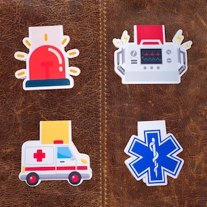 EMS-Themed Magnetic Bookmarks Set | Ambulance, Siren, Defibrillator, Star of Life | Gifts for EMS, First Responders, Medical Students