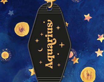 Zodiac Sign Motel Keychain: Retro Astrology Gift