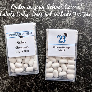 Graduation Commence-mint Tic Tac Labels: Personalized in School Colors ...