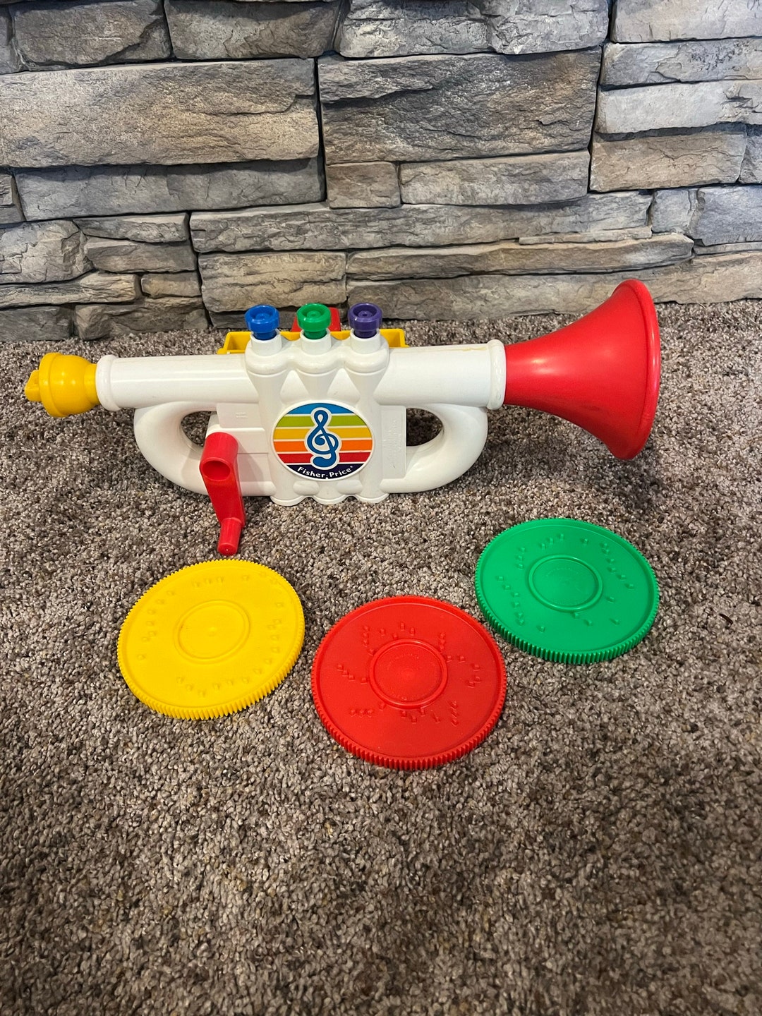 RARE 1989 Fisher Price Playasong Musical Toy Trumpet With 3 Etsy