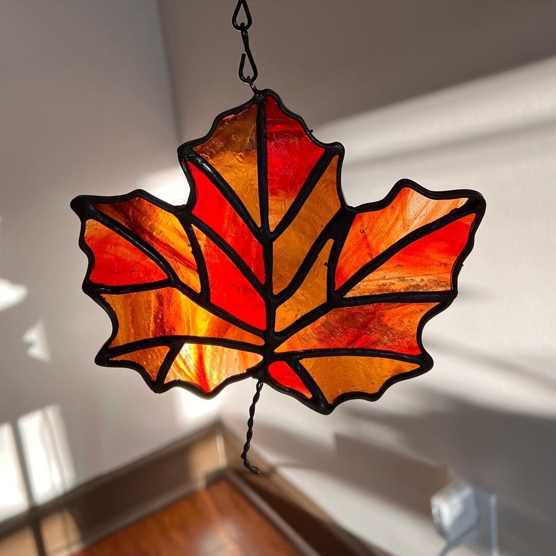 Fall Maple Leaf Stained Glass Etsy