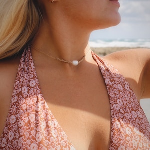 Handmade Macrame Freshwater Pearl Choker: Beachy Boho Necklace