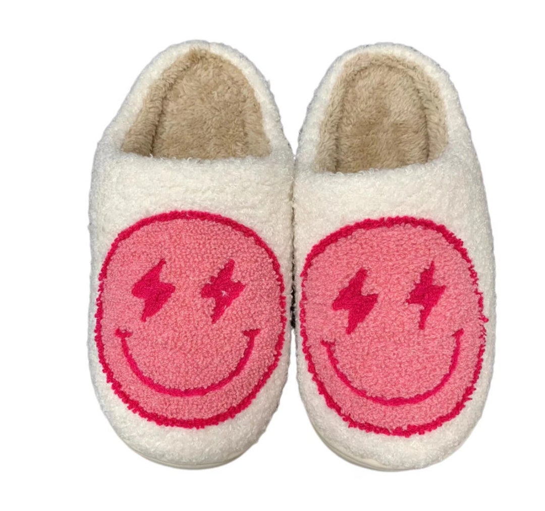Pink Fuzzy Preppy Slippers Etsy