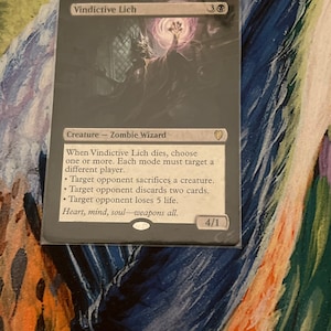 Vindictive Lich borderless alter magic the gathering hand painted edh