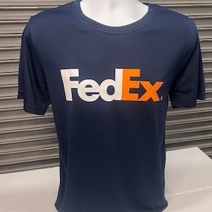 Vintage FedEx Quick Dry Kurzarm Blau SS T-Shirt