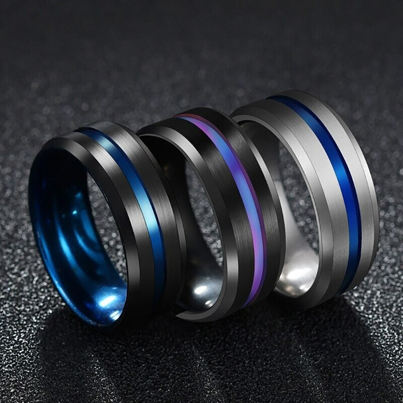 Groove Ring Colorful Men's Ring Personalized Promise - Etsy