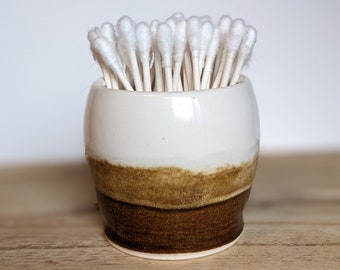 Ceramic Q-tip holder, cotton swab container, handmade pottery, bathroom essentials