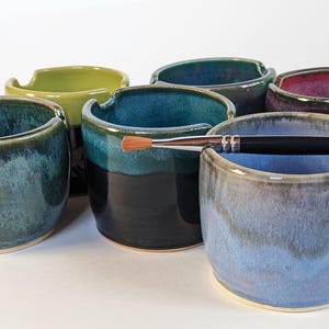 Vaso de enjuague de pinceles de cerámica y portapinceles, regalo de artista