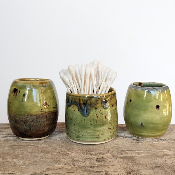 Ceramic pottery Q-tip holders, for cotton buds, handmade pottery, bathroom essentials and decor