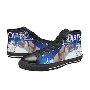 Frozen Olaf Inspired High Top Canvas Shoes Custom Both for Men and Women, Idea for Birthday, Wedding, Girlfriend, Boyfriend Gifts