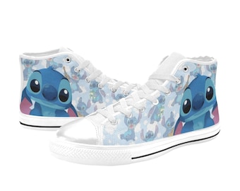 Stitch Inspired High Top Canvas Shoes Custom Both for Men and Women, Idea for Birthday, Wedding, Girlfriend, Boyfriend Gifts