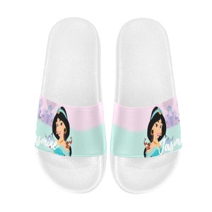 Prinzessin Jasmine Custom Slide Sandalen Unisex für Freund oder Freundin Geschenk, Geburtstagsgeschenk und andere
