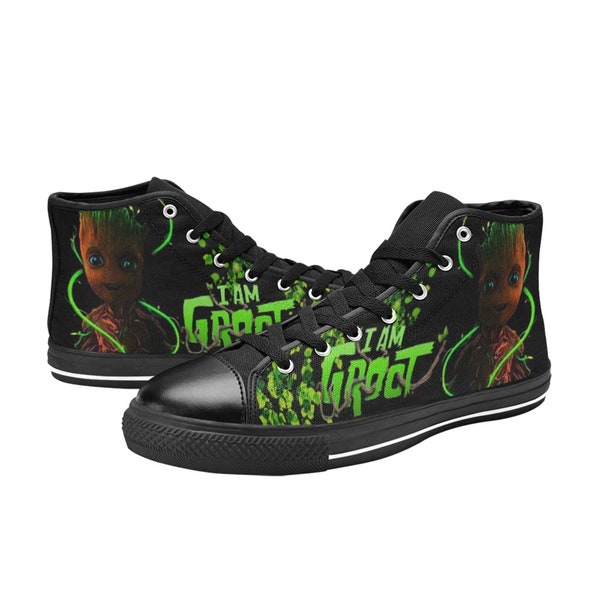 Groot inspiriert High Top Canvas Schuhe für Männer und Frauen, Idee für Geburtstag, Hochzeit, Freundin, Freund Geschenke