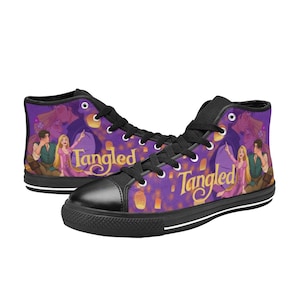 Rapunzel Tangled Inspiriert High Top Canvas Schuhe Individuell für Männer und Frauen, Idee für Geburtstag, Hochzeit, Freundin, Freund Geschenke