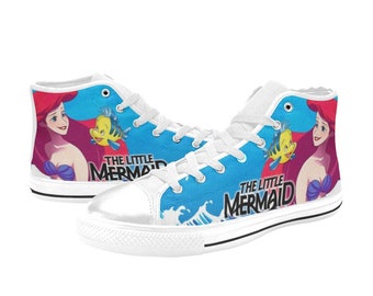 Scarpe da ginnastica personalizzate alte in tela con la Sirenetta