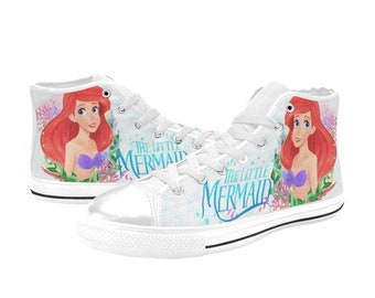 Scarpe da ginnastica personalizzate in tela alte con motivo Sirenetta