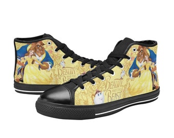 Beauty and The Beast High Top Canvas Shoes Custom Sneakers