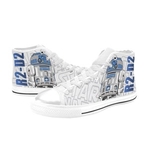 Star Wars R2D2 Inspired High Top Canvas Shoes Custom Both for Men and Women, Idea for Birthday, Wedding, Girlfriend, Boyfriend Gifts