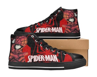 Spiderman Inspired High Top Canvas Shoes Custom Both for Men and Women, Idea for Birthday, Wedding, Girlfriend & Others
