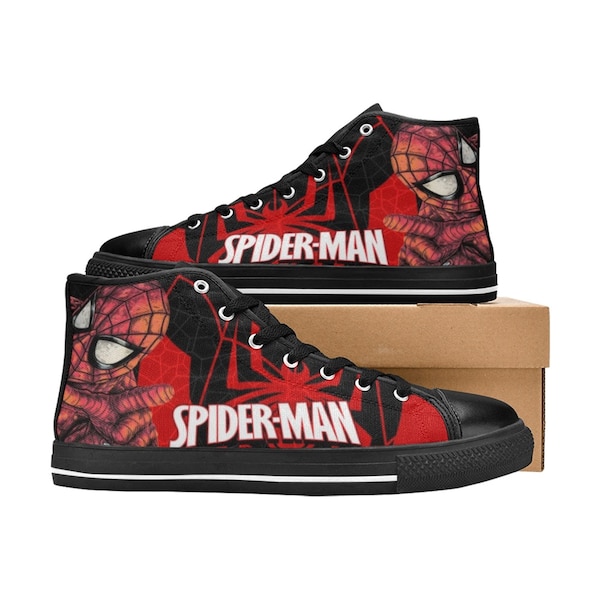 Spiderman Inspired High Top Canvas Shoes Custom Both for Men and Women, Idea for Birthday, Wedding, Girlfriend & Others