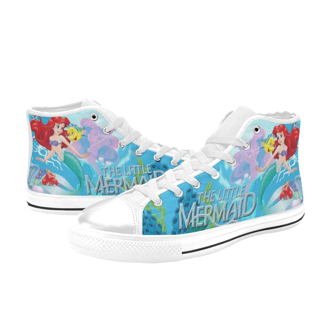 Orange and light pink mermaid women’s athletic shoes.