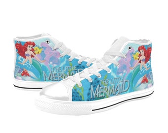 Scarpe da ginnastica personalizzate in tela alte con motivo Sirenetta