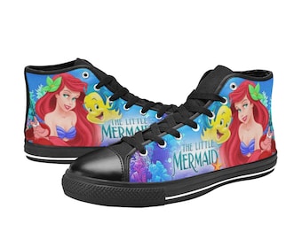 Scarpe da ginnastica personalizzate alte in tela con la Sirenetta