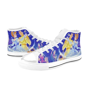 Cinderella High Top Canvas Shoes Custom Both for Men and Women, Idea for Birthday, Wedding, Girlfriend, Boyfriend Gifts
