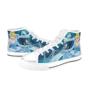 Cinderella High Top Canvas Shoes Custom Both for Men and Women, Idea for Birthday, Wedding, Girlfriend, Boyfriend Gifts
