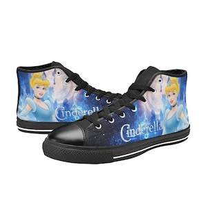 Cinderella High Top Canvas Shoes Custom Both for Men and Women, Idea for Birthday, Wedding, Girlfriend, Boyfriend Gifts