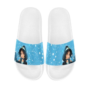 Prinzessin Jasmine Custom Slide Sandalen Unisex für Freund oder Freundin Geschenk, Geburtstagsgeschenk und andere