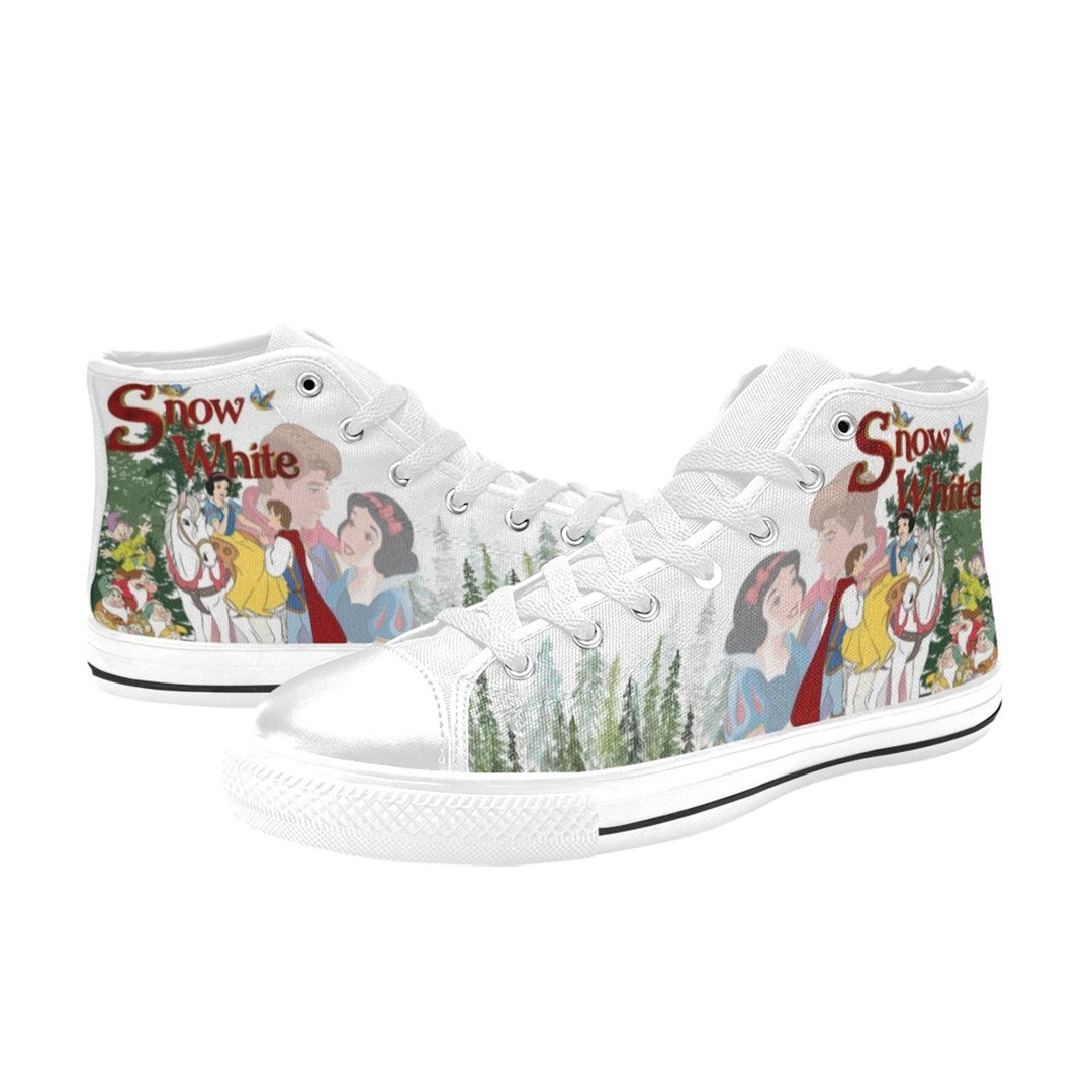 Snow White Inspired High Top Canvas Shoes Custom Both for Men and