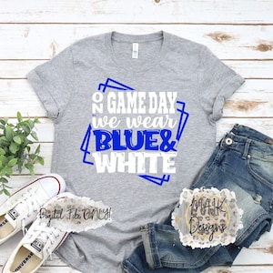 SVG azul y blanco / El día del juego usamos SVG azul y blanco / Día del juego SVG azul y blanco / Colores del equipo svg / Fútbol blanco y azul svg