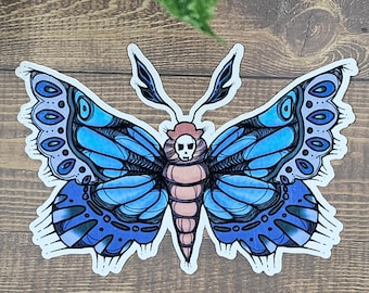 Death Head Moth vinyl sticker, cobweb moth decal, durable vinyl sticker for car bumpers and tumblers and cups